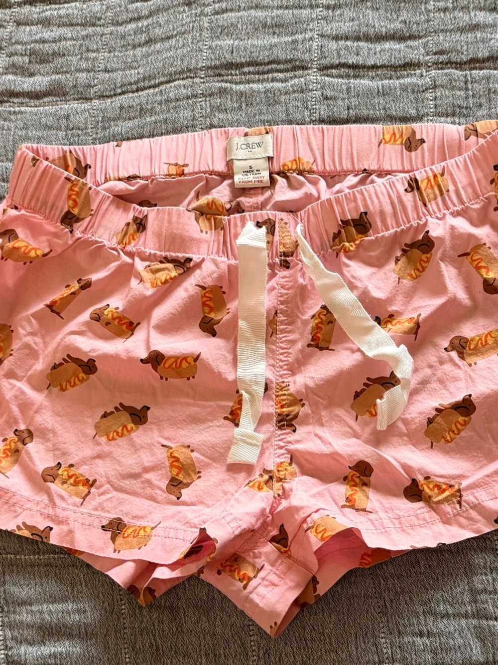 J. Crew (size s) pink pajama sleep short dachshund 🌭 waistband drawstring